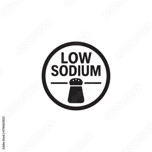 Vector low sodium label , low salt food sticker