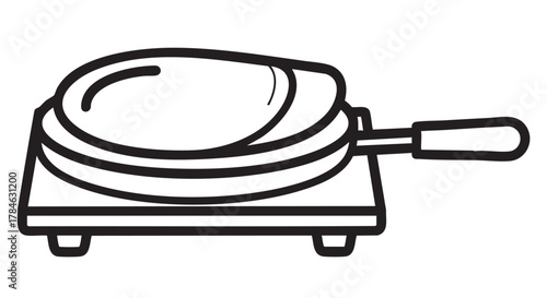 dosa on griddle outline icon vector
