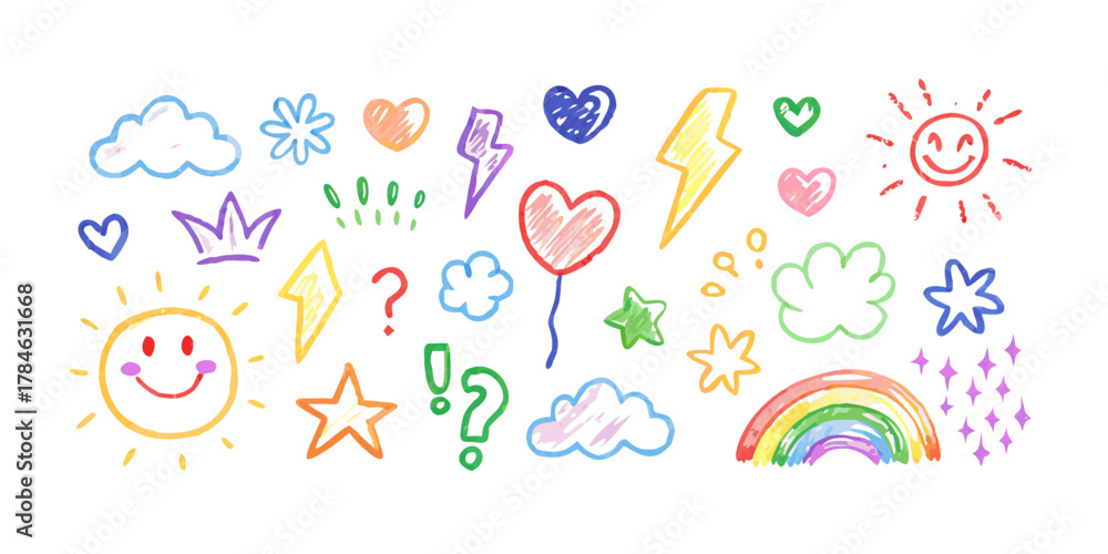 Fototapeta premium Colorful hand drawn doodle icons on white background 3