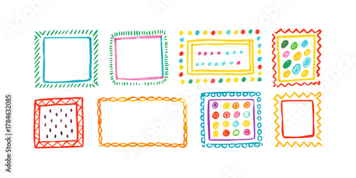 Colorful Hand Drawn Square and Rectangular Frames border