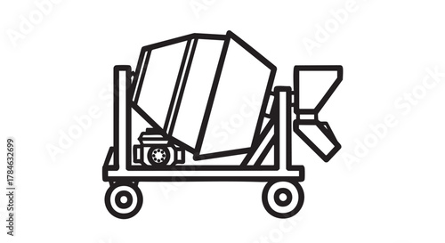 concrete mixer outline icon vector
