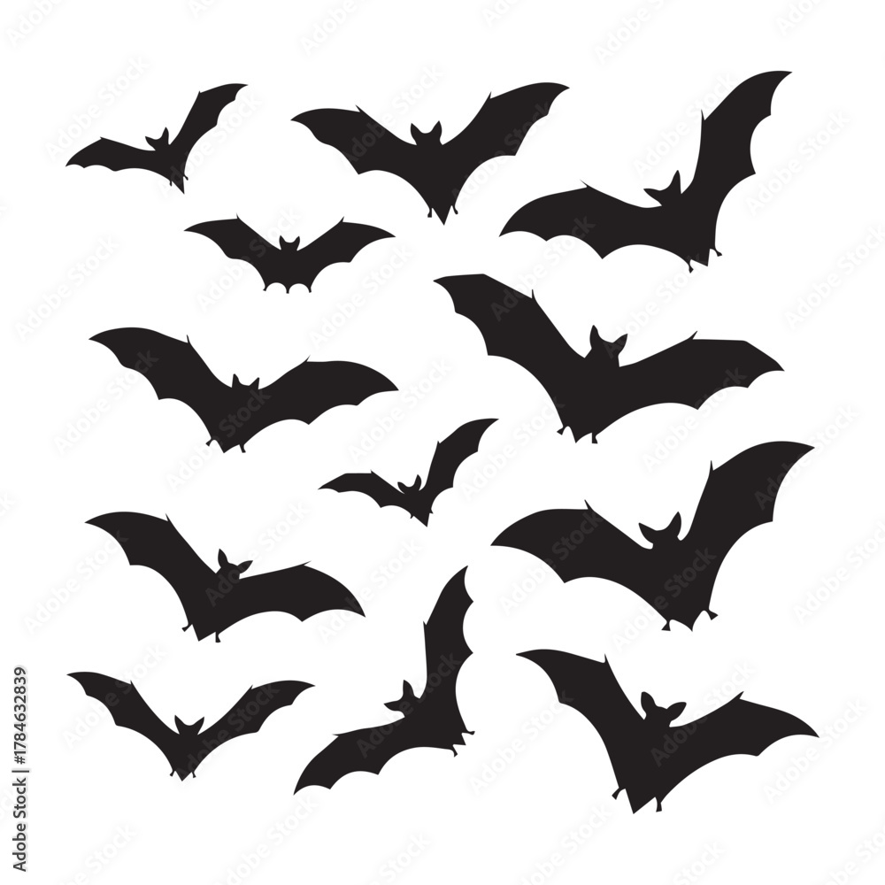 Naklejka premium Vector halloween bat set design for halloween