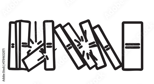 49. domino effect chain collision outline icon vector

