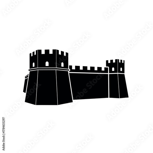 Ancient Castle Silhouette Illustration.