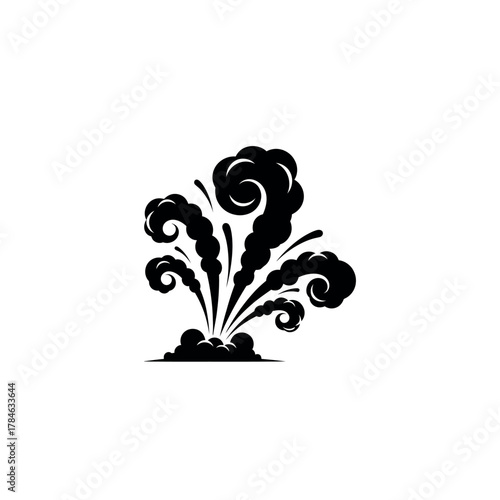 Explosion of smoke and dust in black and white.