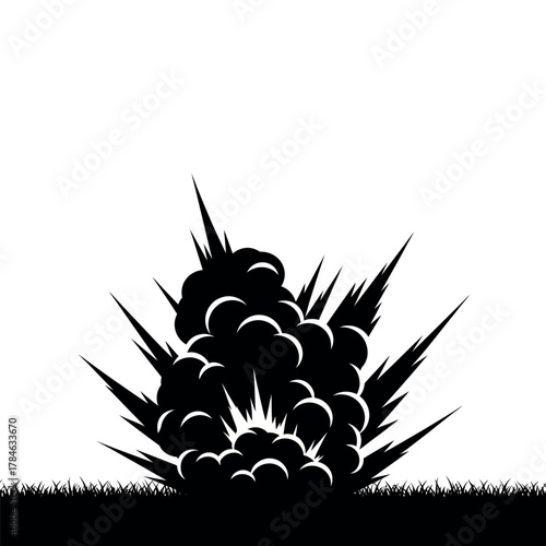 Explosion Silhouette with Debris and Ground Detail.
