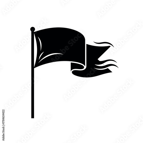 Waving black flag on pole symbol of surrender.