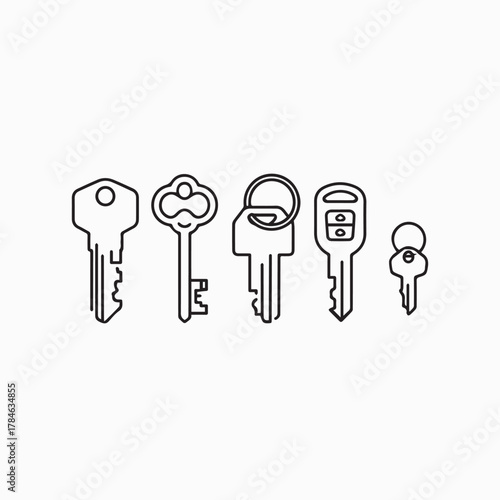 Vector Key set icon. Car and home Keys