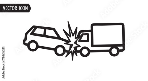 41. head on collision impact outline icon vector
