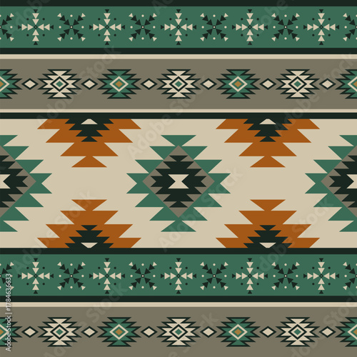 Ethnic geometric seamless pattern. Tribe pattern. Aztec pattern. Design for fabric, clothes, decorative paper, wrapping, embroidery, batik, curtain, carpet, clothing, wallpaper, vector illustration