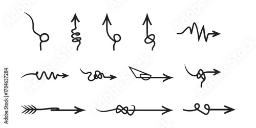 Vector many different twisted line arrow element set