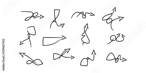 Vector many different twisted line arrow element set