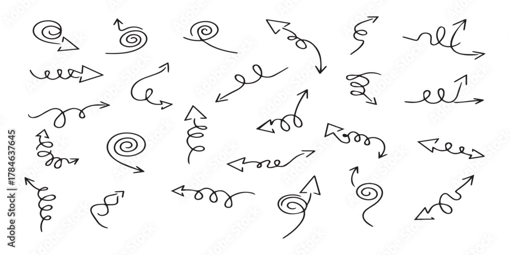 Obraz premium Vector many different twisted line arrow element set