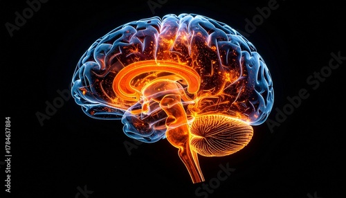 abstract  brain on black  background 