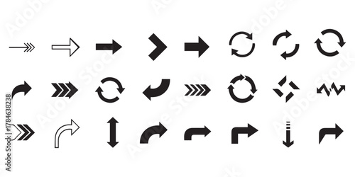 Vector many different twisted line arrow element set