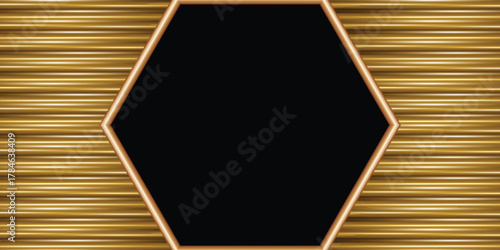 horizontal golden background on black background for overlay. geometric golden vector background