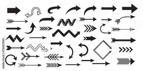 Vector many different  hand drawn line arrow element set