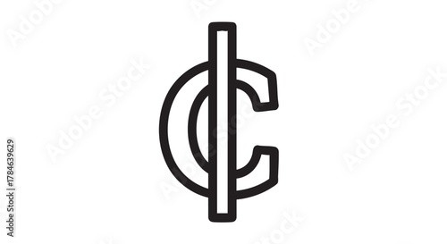 Cent sign outline icon vector
