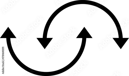 Intertwined arrows showing cyclic motion and directional change