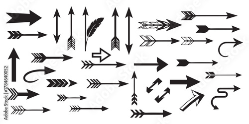Vector many different twisted line arrow element set