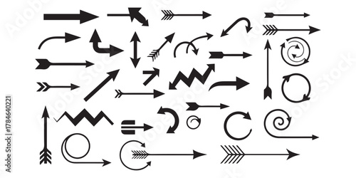 Vector many different twisted line arrow element set