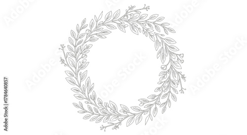 Classic stylized laurel wreath illustration with detailed leaves and branches, symbolizing victory and honor on an isolated white background.