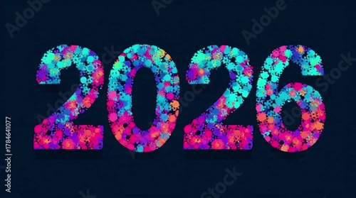 ia generated. Bright 2026 number with golden fireworks on festive red background. Concept of New Year celebration and new beginnings.
