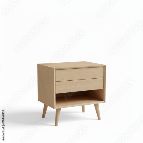 A wooden bedside table isolated on white