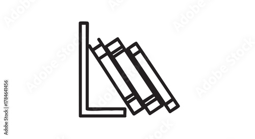 Bookend with leaning books outline icon vector
