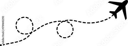 Airplane flying a dotted line path with loops