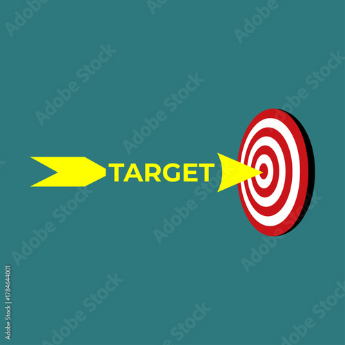 3D Arrow Hitting Target Icon – Business Goal and Motivation Concept