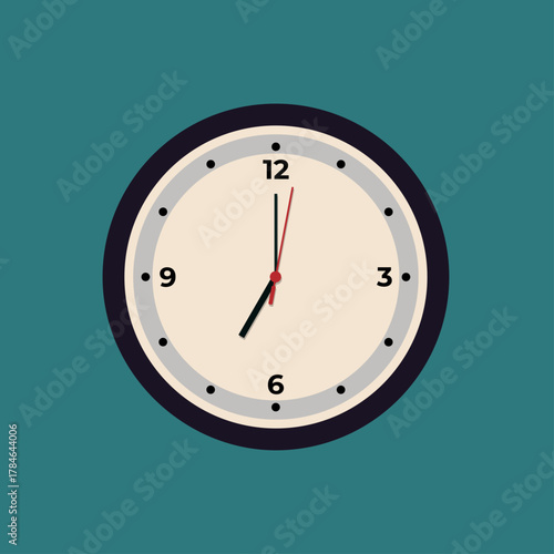 Flat Design Wall Clock Showing 07_00 – Time and Discipline Concept