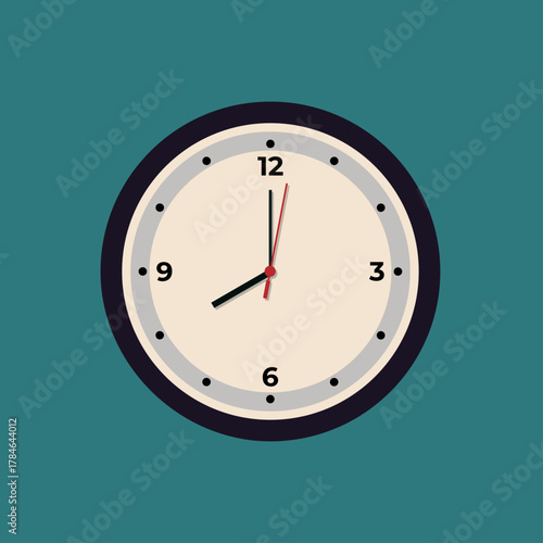 Flat Design Wall Clock Showing 08_00 – Early Morning Productivity Illustration