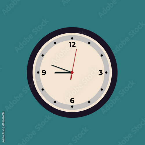 Flat Design Wall Clock Showing 08_50 – Time Illustration Vector