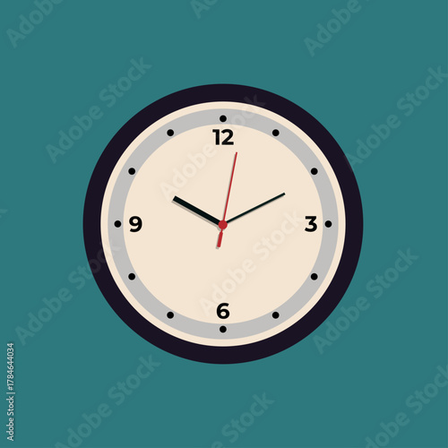 Flat Design Wall Clock Showing 10_10 – Office Clock Illustration Vector