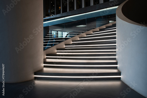 Modern stairs with lamps lights