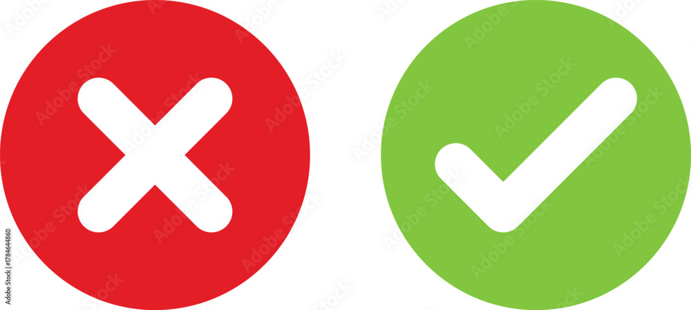 Obraz premium Red x and green checkmark symbols for yes or no decisions