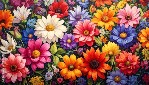 Wallpaper Mural A Vibrant and Colorful Field of Mixed Flowers in Full Bloom Torontodigital.ca