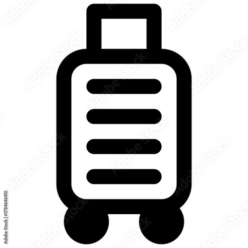 Traveling. Outlined stroke vector icon with black-filled details.