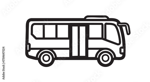 Tour bus coach outline icon vector
