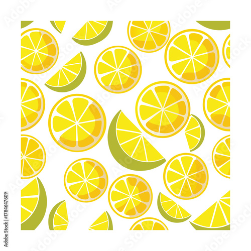 Bright Yellow Lemon Slices and Wedges Pattern Keywords: lemon, citrus, fruit, yellow, green
