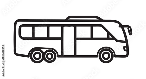 Tour bus coach outline icon vector

