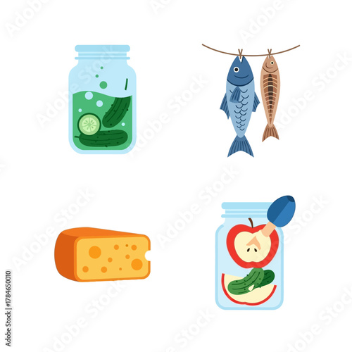 Collection of Fermented and Preserved Food Items.