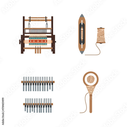 Hand Weaving Loom Shuttle and Thread Tools Set.