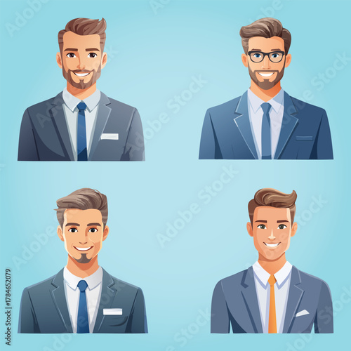 Four businessmen portraits in professional attire