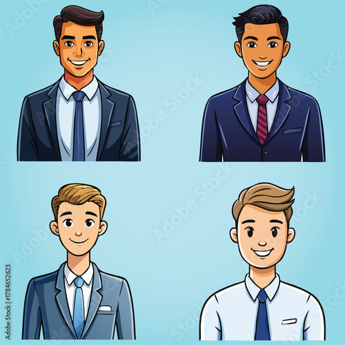 Businessmen portraits set with clean style