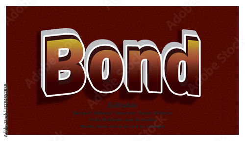 Bond word unity, togetherness, friendship, teamwork editable text effect.