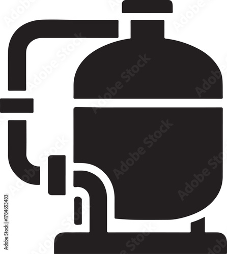 Groundwater treatment pipe icon vector. Water purification and clean supply system design.