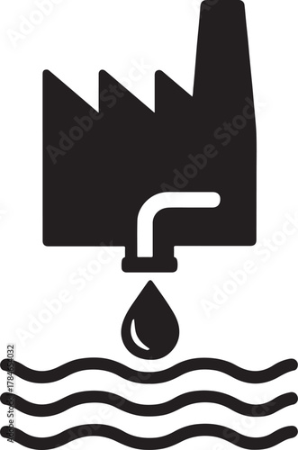 Rainwater harvesting system bold silhouette. Sustainable water collection and eco vector design.