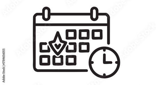 Scheduling in calendar outline icon vector
